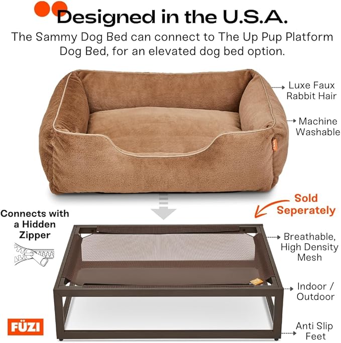 FUZI Luxury Aesthetic Dog Bed with Extra Cover for Small Dogs, Washable Pet Couch, Pet Bed with Sides, Non-Slip Bottom, Soft & Durable Calming Dog Bed, Faux Rabbit Fur, Small 25.1x16.75x9.5 Soft White