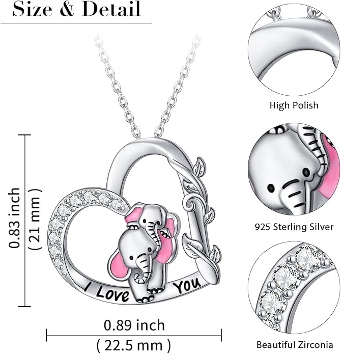 S925 Sterling Silver Mother Daughter Necklace Forever Love Giraffe Panda Dolphin Animal Pendant Jewelry for Women Adults