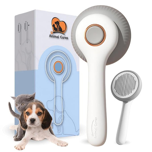 Self Cleaning Pet Brush for Dogs Cats Grooming Tool Removes Loose Fur Reduces Shedding Safe Silicone Tips Comfortable Ergonomic Handle Suitable for Short Medium Long Hair Hypoallergenic for All Pets