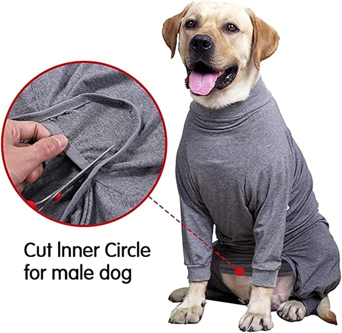Dog Recovery Suit, Abdominal Wound After Surgery Wear, Prevent Licking Wounds, E-Collar & Cone Alternatives, Long Sleeve Postoperative Shirts Dog Bodysuit Prevent Shedding(3XL, Grey)