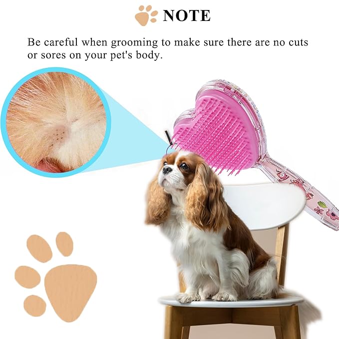 Small Dog Brush, Soft Dog Grooming Brush for Shih Tzus, Yorkies, Maltipoos, Maltese, Love Shape Puppy Massaging Pet Hair Brush, Cat Brush, for Small Dogs Cats of All Hair Types (Rose Pink)