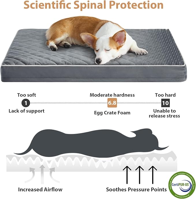 WNPETHOME Orthopedic Dog Bed for Crate, Waterproof Extra Large Dogs Bed with Removable Washable Cover, Multi-Needle Quilting Dogs Crate Beds