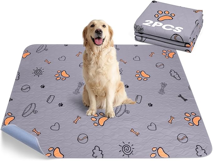Washable Pee Pads for Dogs, 2 Pack Large 36"x41" Super Absorbent Reusable Dog Training Pads, 100% Waterproof Non-Slip Pee Pads Whelping Pads Dog Playpen Indoor Dog Cage Pads Dog Bed Mat Pet Supplies