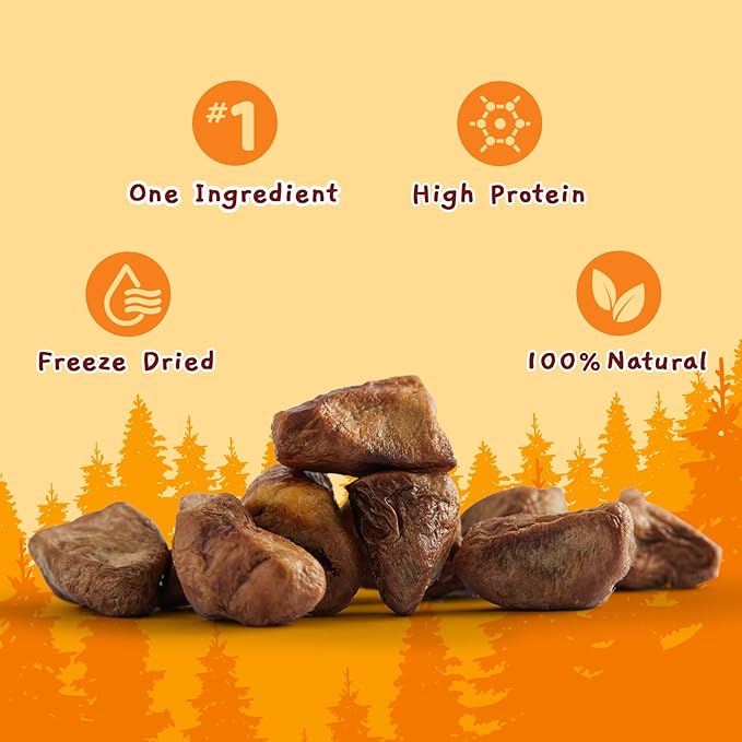 Jungle Calling Freeze Dried Cat & Dog Treats, Freeze Dried Chicken Hearts for Cats & Dogs, High Protein Single Ingredient Chicken Heart Treats, Grain Free Pet Training Treats (Chicken Hearts, 2.3 oz)