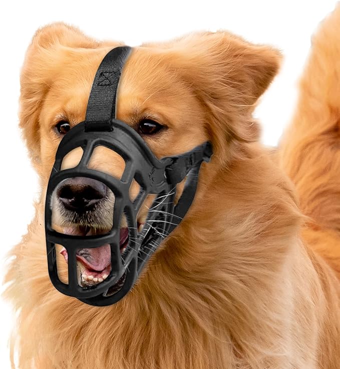 Dog Muzzle – Lightweight Breathable Basket Muzzle, Anti-Biting & Chewing, Adjustable Fit for Small, Medium & Large Dogs(Size 3)