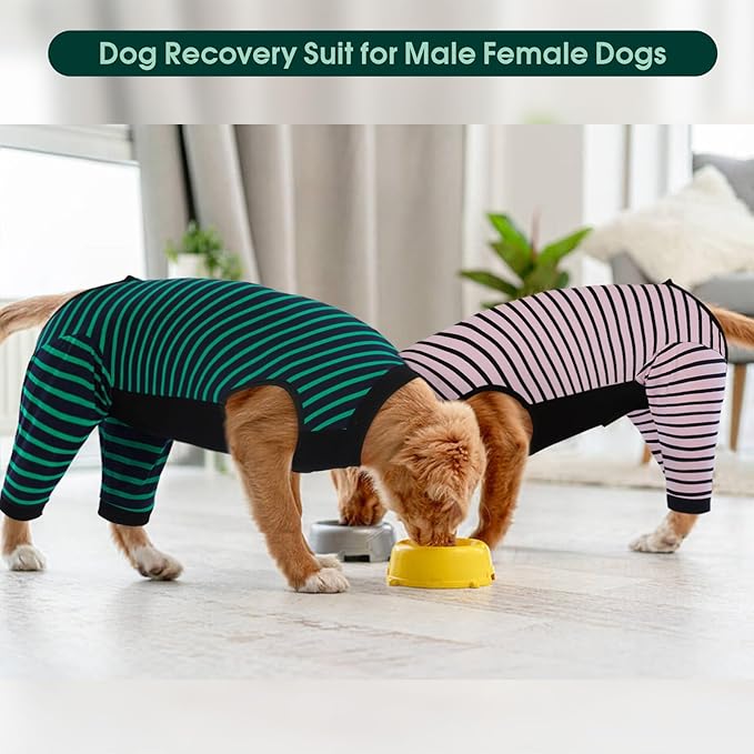 Kuoser Dog Recovery Suit, Anti Licking Dogs Rear Leg Sleeve, Abdominal Dog Surgical Suit with Pants Cover Protect Wounds, Dogs Elbow Protector Soft Pet Surgery Onesie Cone Alternative, Pink L