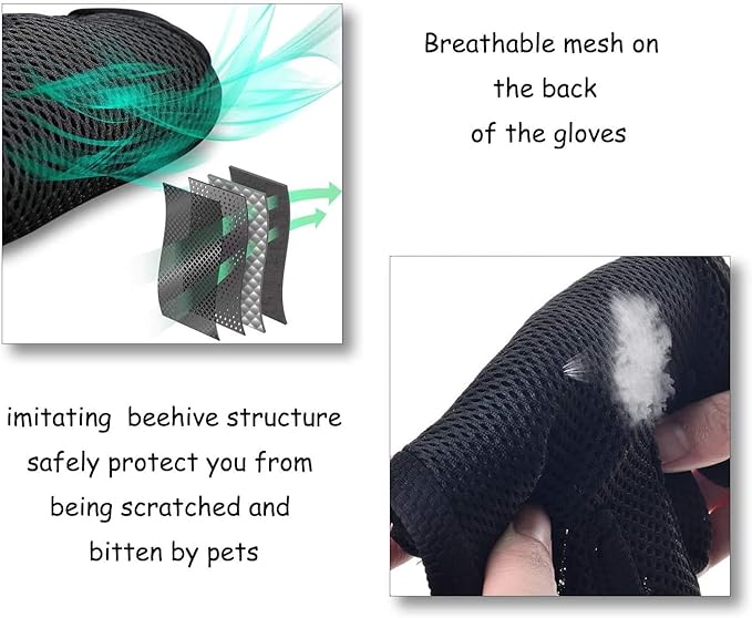 Grooming Glove for Deshedding - Efficient Pet Hair Remover Brush for Dogs, Cats, Horses (Long & Short Fur)