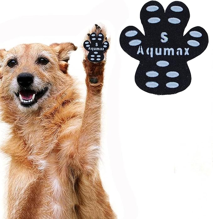 Dog Anti Slip Paw Grips Traction Pads,Dog Feet Stickers with Stronger Self-Adhesive Paw Pad Provide Traction for Senior, Injured Dogs,12 Sets (48 pcs) S Black