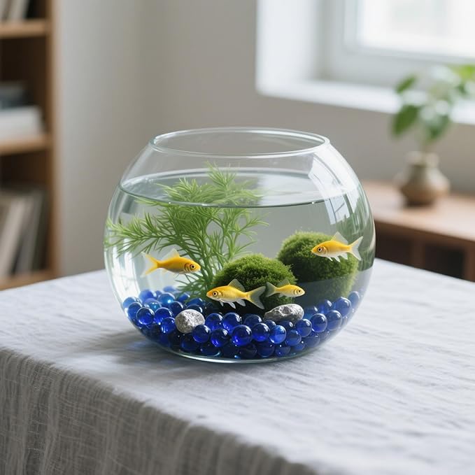 0.96LB Glass Beads Vase Filler Aquarium Gravel Decor Flat Glass Marbles Gems Pebbles Fish Tank Rocks Home Decorative Art Craft - Cobalt Blue