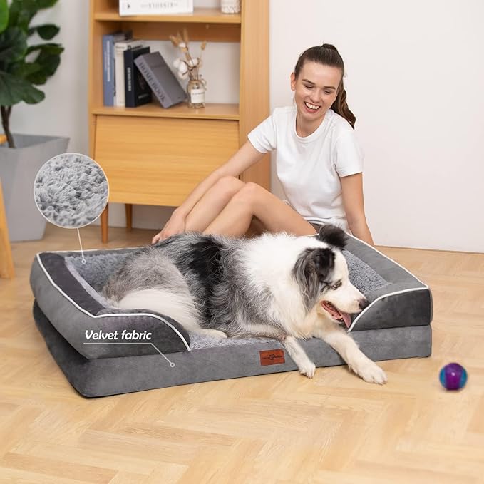 Comfort Expression Small Dog Beds Waterproof Orthopedic Foam Dog Sofa Beds for Small Dogs Comfy Pet Bed with Washable Removable Cover & Non-Slip Bottom(X-Small,Grey)