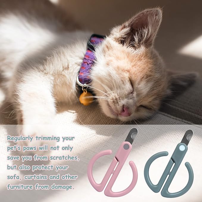 Cat Nail Clippers, Cat Claw Trimmer for Pet Grooming Tool, Easy Cutting Cat Claw Clippers, Dog Nail Clippers, Angled Blade Sharp Claw Scissors for Small Animals Rabbit Puppy Kitten