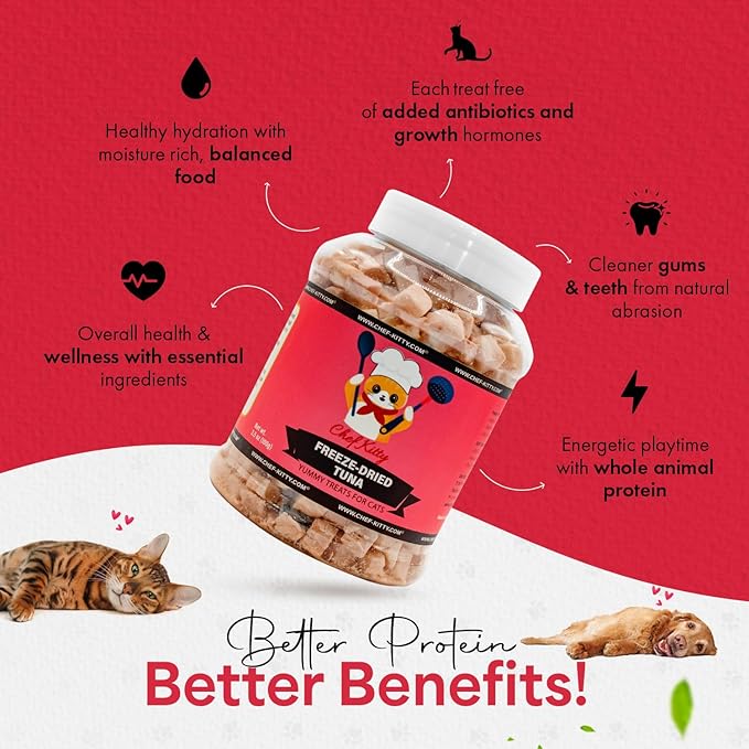 Freeze-Dried Tuna Treats for Cats & Dogs – 100% Wild Caught, Single Ingredient, High-Protein, Healthy Snack – No Additives or Preservatives – 3.5oz - Inspected & Tested in USA