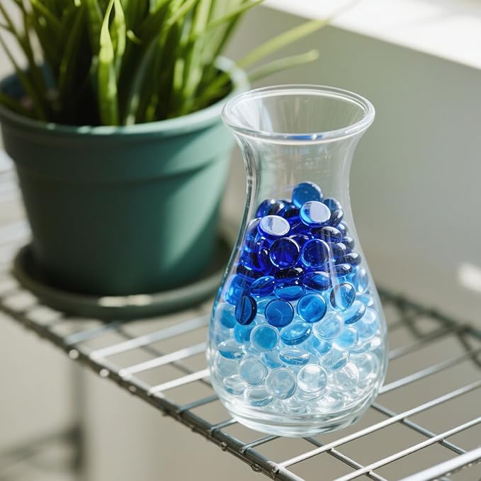 0.96LB Mix Colors Glass Beads Vase Filler Aquarium Gravel Decor Flat Glass Marbles Gems Pebbles Fish Tank Rocks Home Decorative Art Craft - 3 Colors Mixed