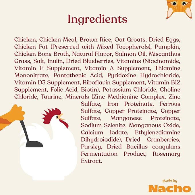 Made by Nacho Dry Cat Kibble 4lb Bag, High Protein and Grain-Friendly Premium Cat Food, Cage-Free Chicken & Pumpkin Recipe, Infused with Bone Broth for Hydration, Limited Ingredients, Single Bag