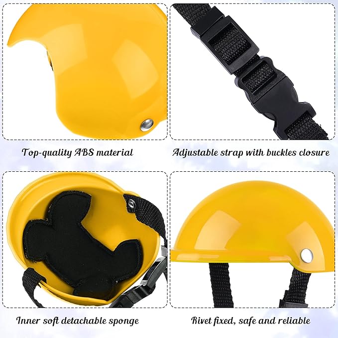 Frienda Dog Helmet and Goggles, UV Protection Doggy Sunglasses and 4 Inch Padded Puppy Motorcycle Helmet Adorable Dog Goggles with Adjustable Belt for Small Dogs Puppy Riding(Yellow,S)