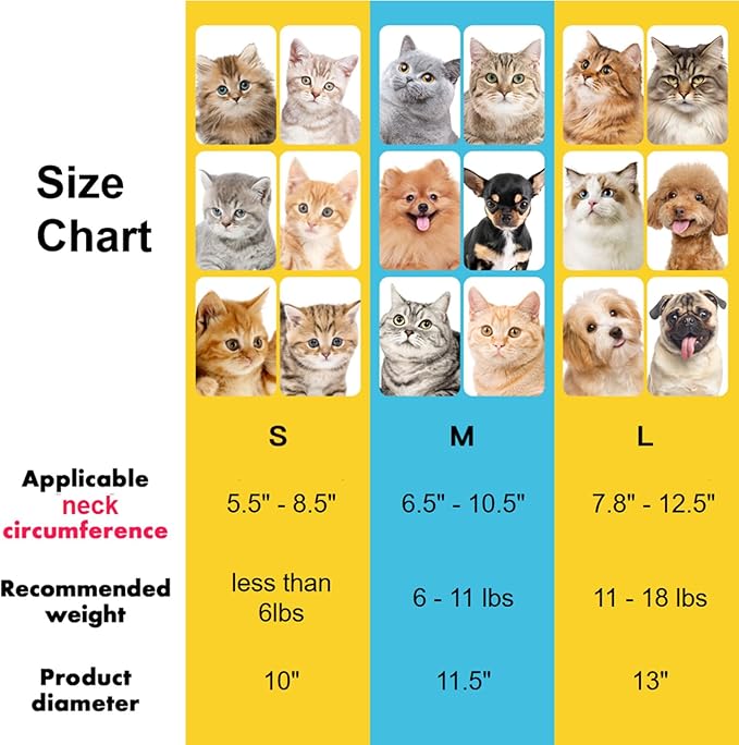 EWES Cat Cone Collar Soft M Size Alternative Neck Cones to Stop Licking Kitten Comfy Elizabethan Collars After Surgery Neuter Dog Donut Collar for Pet e Collar Recovery Shame