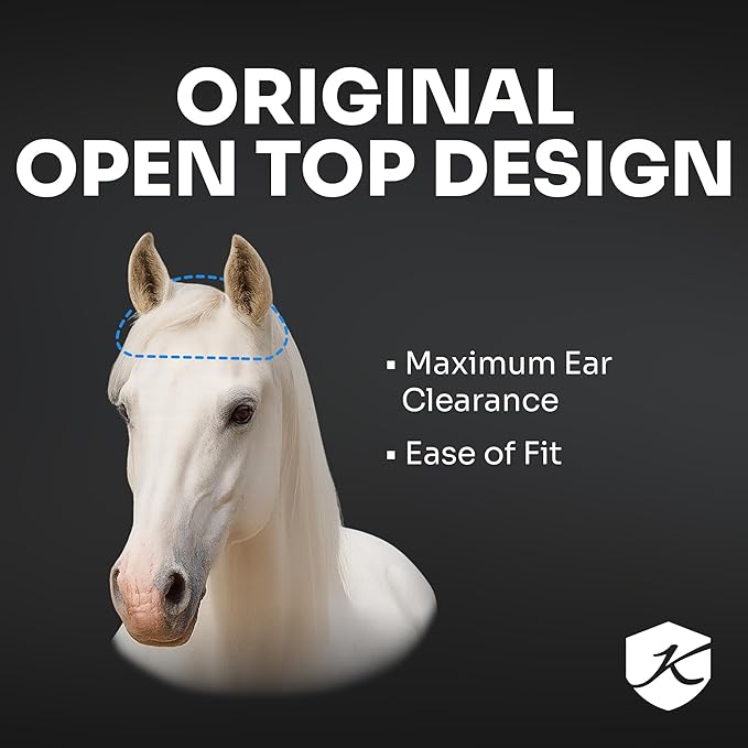 Kensington Fly Mask with Fleece Trim for Horses — Protects Face and Eyes from Flies and Sun Rays While Allowing Full Visibility — Breathable and Non Heat Transferring, Medium, Lavender Mint