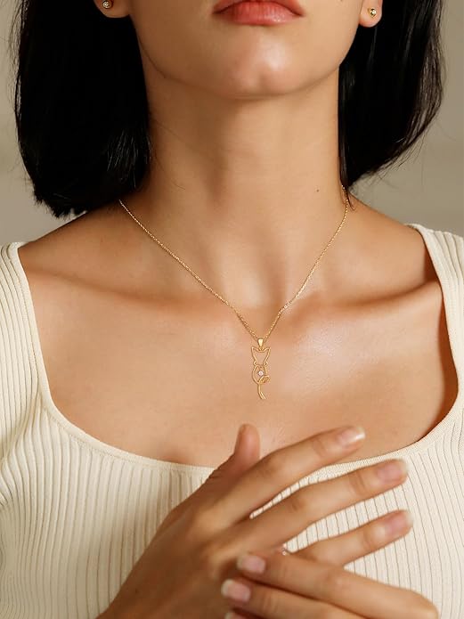 S.Leaf Cat Lover's Necklace - Cat Pendant for Women, Birthday Gifts for Her & Friends