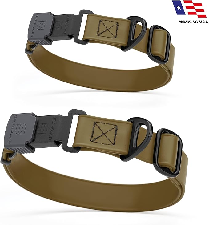 Dogline Biothane Waterproof Dog Collar with Herm Sprenger Black Stainless Steel Quick Release Buckle – Heavy Duty Tactical Durable Collar for Dogs – Comfortable and Safe Pet Collar W3/4" L12-19 Brown