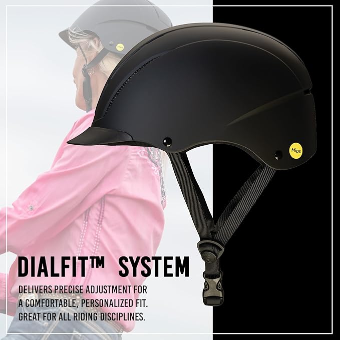 Troxel Spirit Full Coverage Horse Riding Helmet, Low-Profile & Adjustable Design, Safety Horseback Riding Gear, Small (6-1/2-6-7/8), Black Duratec