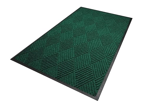 M+A Matting WaterHog Diamond | Commercial-Grade Entrance Mat with Rubber Border – Indoor/Outdoor, Quick Drying, Stain Resistant Door Mat (Evergreen, 6' x 8')