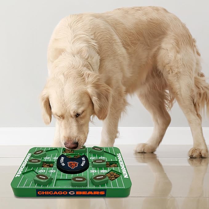 Pets First NFL Chicago Bears Large Puzzle Toy, New Size, Interactive Dog Treat & Slow Feeding Toy