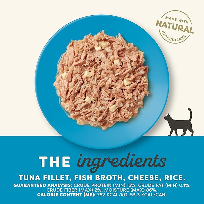 Applaws Wet Cat Food, 24 Count, Limited Ingredient Canned Wet Cat Food, Tuna Fillet with Cheese in Broth, 2.47oz Cans