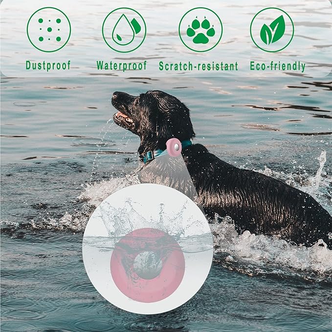 Airtag Holder for Dog Collar, Cibaabo Silicone Air Tag Case Cover Compatible with Apple Airtags for 0.8-1.2inch Cat Pet Collar Harness Loop