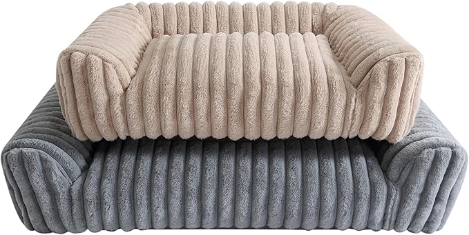 Arlee Saddle Sofa Memory Foam Pet Bed, Comfortable & Washable, Ideal for Dogs and Puppies, Extra Comfort, Couch Design, Crate & Kennel Furniture, Pet Supplies & Essentials, Tan, Medium