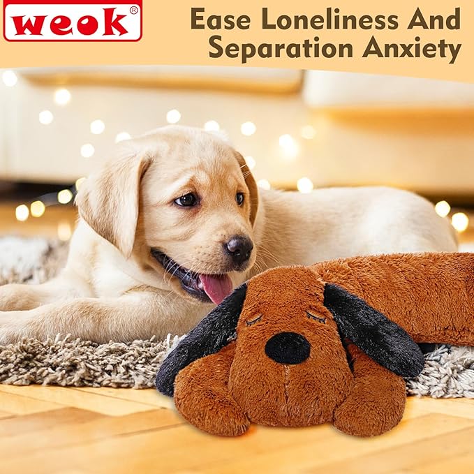 Puppy Heartbeat Toy for Separation Anxiety Relief, Heartbeat Stuffed Animal Anxiety Calming Behavioral Aid Plush Toy for Dogs Cats Pets