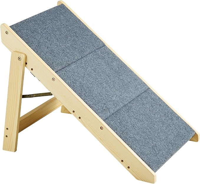 VEVOR Wood Pet Stairs/Pet Steps, 2-in-1 Foldable Wooden Dog Stair for Beds, Sofa and Cars, Dog Stairs & Ramp with 3 Steps for Small Medium Large Pet, up to 150 lbs