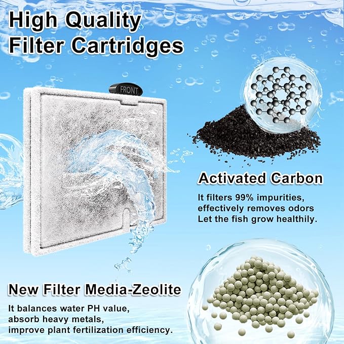 16 Pack Small Aquarium Filter Cartridges Compatible with Aqueon Replacement Filter Cartridges Compatible with Aqueon QuietFlow E Internal Power Filter Size 10 and Minibow Aquarium Filters Size 1/2.5/5