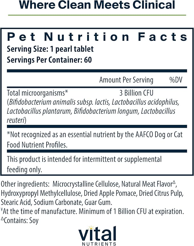 Vital Nutrients Pro Pets Probiotics for Dogs and Cats | Dog Probiotics for Digestive Health, Gut Health, Occasional Diarrhea* | Tasty Meat Flavor | Non-GMO | Hyperbiotics | 60 Micro Tablets