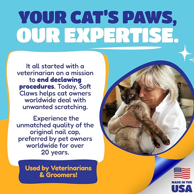 Soft Claws Cat Nail Caps for Medium Cats – (Red, Blue & Gold, 40 Caps) – Made in USA – Veterinarian-Developed | Scratch Protection, Easy to Apply, Long-Lasting Soft Nail Covers for Cats
