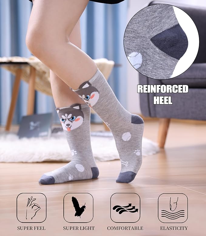 SDBING Womens Cat Socks Cute Gifts Animal Soft Breathable Thin Cotton Casual Crew Socks 5 Pairs