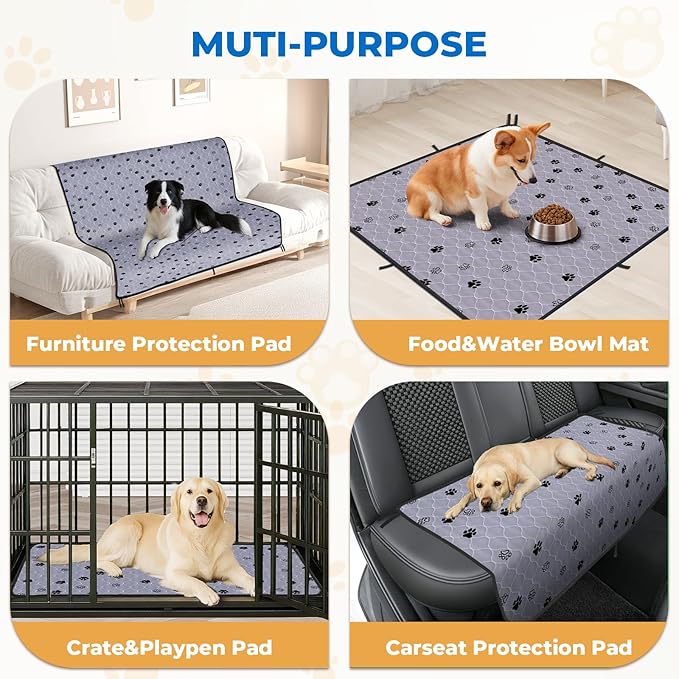 Fostanfly Washable Pee Pads for Dogs, Ultra-Absorbent & Leakproof Reusable Puppy Pads Non-Slip Protects Against Urine Leakage for Potty Training-4 Pack 18"x24" Add 8 Lanyards