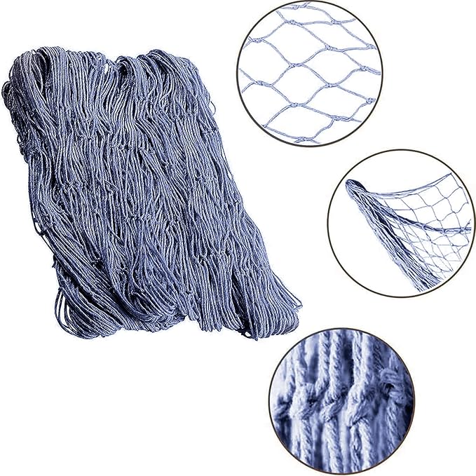 Rosoz Nature Fish Net Wall Decoration with Shells, Ocean Themed Wall Hangings Fishing Net Party Decor for Pirate Party,Wedding,Photographing Decoration