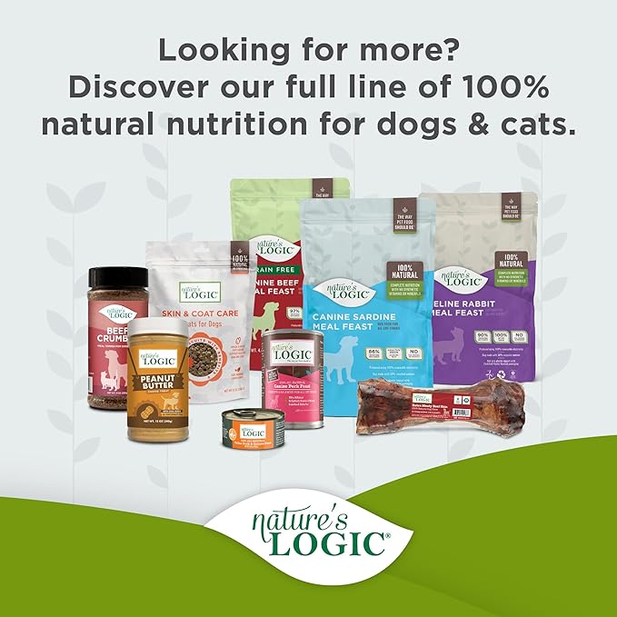 NATURE'S LOGIC Dry Dog Food - 100% Natural - No Synthetics - for All Ages, Sizes, Breeds - Free from Common Allergens, High Protein - Sardine Meal Feast, 13lbs