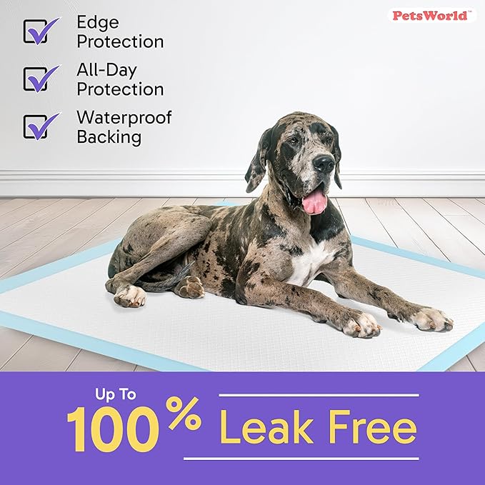 PETSWORLD Giant Dog Potty Pads, Odor-Eliminating, 36" x 36", Ultra Absorbent 5-Layer Leak-Proof Training Pads for Dogs & Cats (36x36, 400 Count)