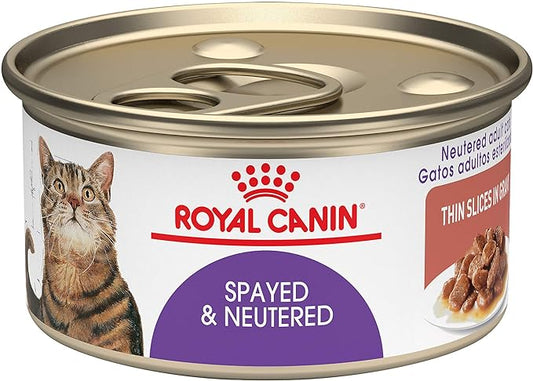 Royal Canin Feline Health Nutrition Spayed/Neutered Thin Slices In Gravy Canned Cat Food, 3 oz can (24-count)
