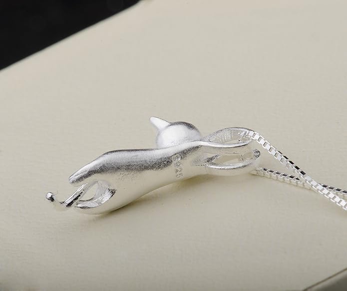 S.Leaf Sterling Silver Cat Necklace - Kitten Jewelry for Women, Cat Mom Gifts