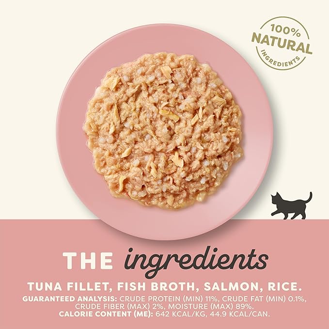 Applaws Natural Wet Kitten Food in Broth, Limited Ingredient Canned Wet Kitten Food, No Additives, Made with Natural Ingredients, Tuna Fillet & Salmon in Broth (24 x 2.47oz Cans)