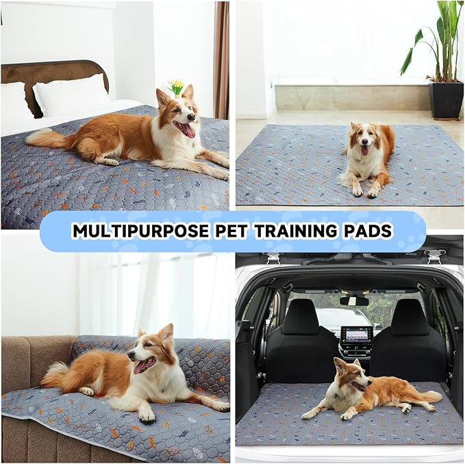 Sunheir Washable Pee Pads for Dogs 72"x72", Extra Large Reusable Puppy Pads Pet Training Pads for Dog Playpen, Waterproof Pee Pads for Puppy Playpen, Whelping Pad, Dog Playpen Indoor - Light Grey