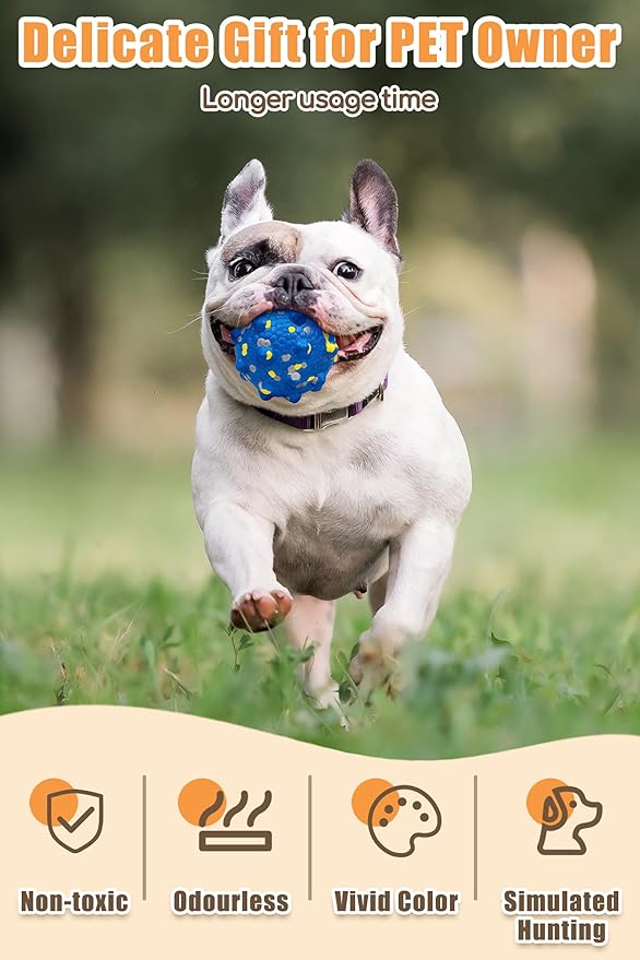 Dog Tennis Balls for Aggressive Chewers, Indestructible Durable Bouncy Interactive Toy for Dogs Fetch Game Lightweight Floating Outdoor Training(4Pcs Small)
