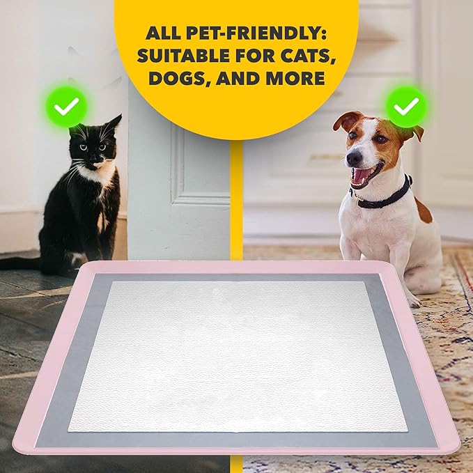 TidyFriend 2 Pack Dog Pee Pad Holder Tray Fits for 24” x 24” Wee Wee Pee Pads - Stable Grip, Raised Edges, Quick-Wipe Silicone Surface Dog Potty Tray Holder for Indoor Flooring Protection (Rose)