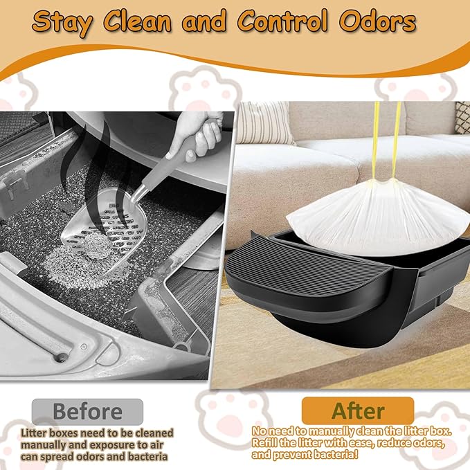 120-Count Cat Litter Box Liners with Drawstring, Compatible with Litter-Robot 3/4, 26.6”X16.7” Heavy Duty Cat Litter Trash Bags, Leak-Proof and Tear-Resistant (26.6”X16.7” 120-Count)