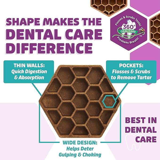 Dog Dental Treats – Vet VOHC Approved – Delicious Chicken Protein – Removes Tartar with Cleaning Comb Shape – Dental Dog Treats for Medium Dogs (12oz, 15 Count)