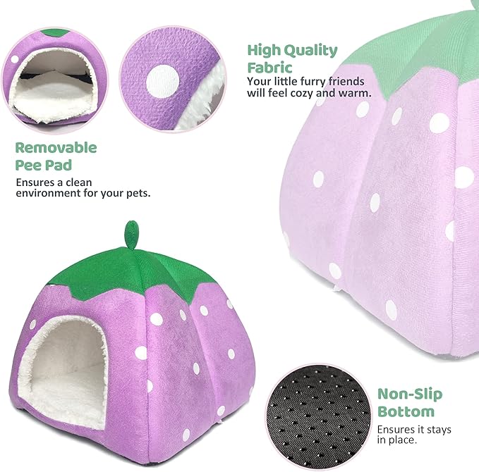 Guinea Pig Hideout Bed Rabbit House Cave Accessories Cozy Hide-Out for Bunny Hedgehog Ferret Chinchilla&Other Small Animals