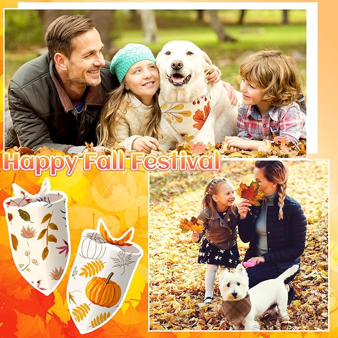 100 Pcs Fall Dog Bandanas Bulk Pet Bibs Colorful Triangle Scarf Autumn Pet Bandanas for Medium Large Dogs Fall Autumn Harvest Festival Costume Decor