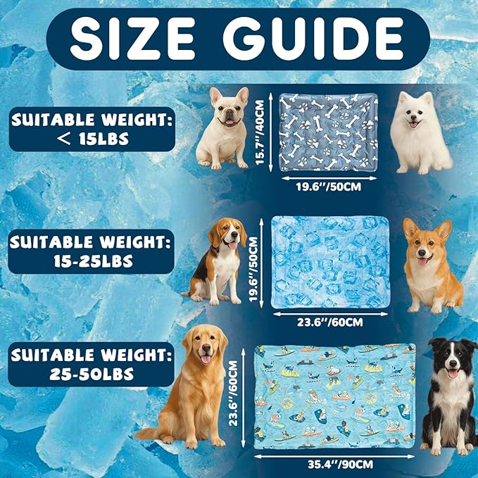 Cooling Pad for Large Dog,Instant Pet Cool Mat,Comfortable Cool Pet Mat for Cat.Portable Dog Bed for Summer. Suitable for Outdoor Summer Crate Pad.Long Time Cooling.Bone(Size-L 19.7 * 23.6in)